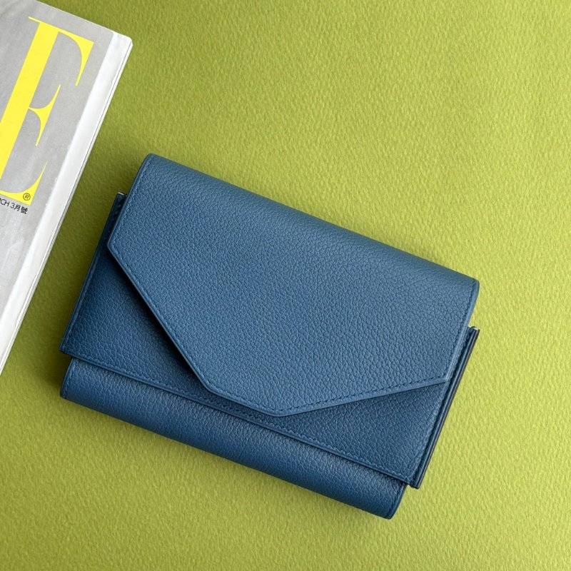 ::Hermès:: Passant Compact Wallet 霧藍色功能卡包 鈔票零錢包 短夾-1