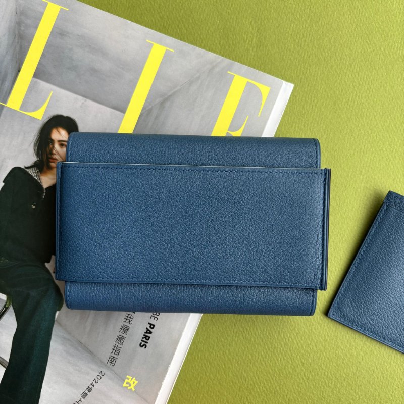 ::Hermès:: Passant Compact Wallet 霧藍色功能卡包 鈔票零錢包 短夾-2