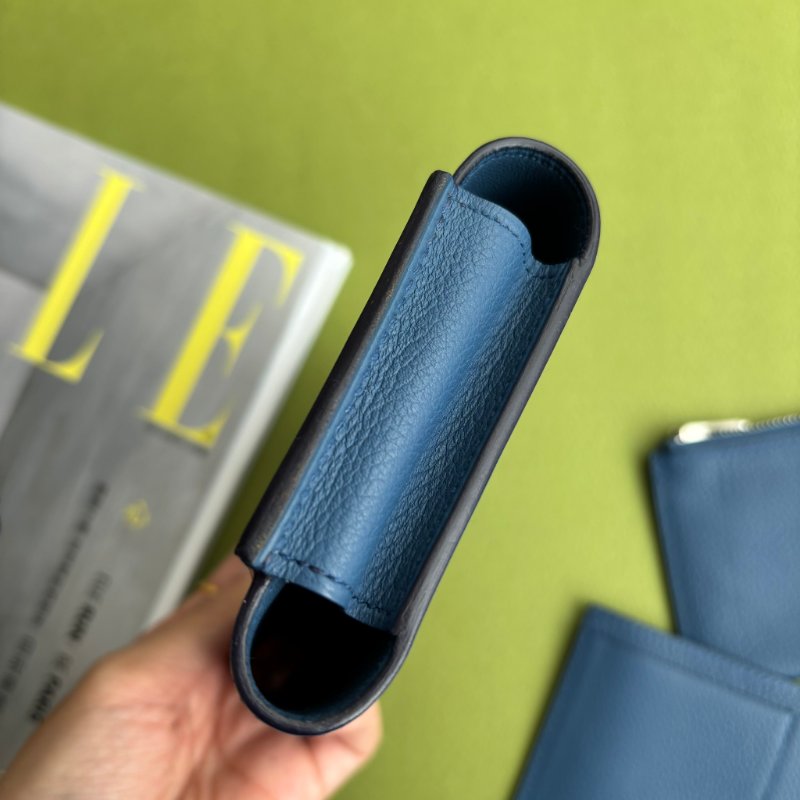 ::Hermès:: Passant Compact Wallet 霧藍色功能卡包 鈔票零錢包 短夾-7