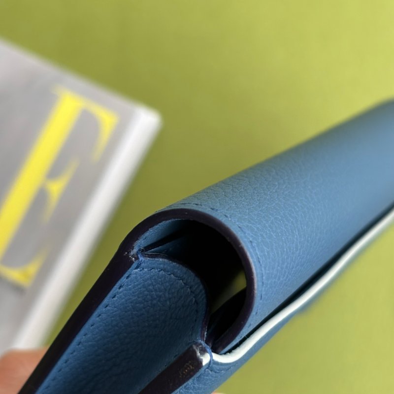 ::Hermès:: Passant Compact Wallet 霧藍色功能卡包 鈔票零錢包 短夾-10