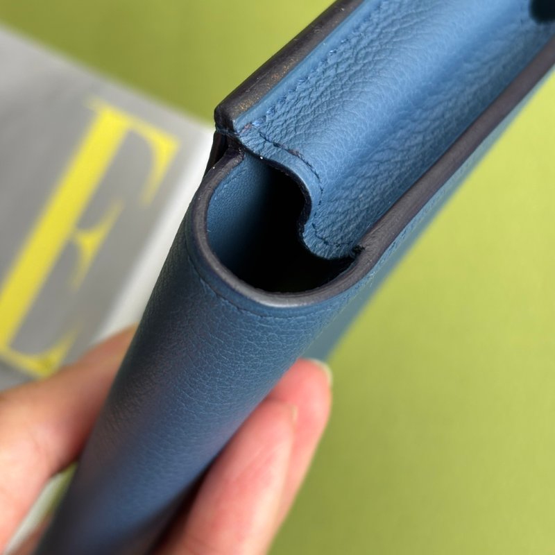 ::Hermès:: Passant Compact Wallet 霧藍色功能卡包 鈔票零錢包 短夾-12