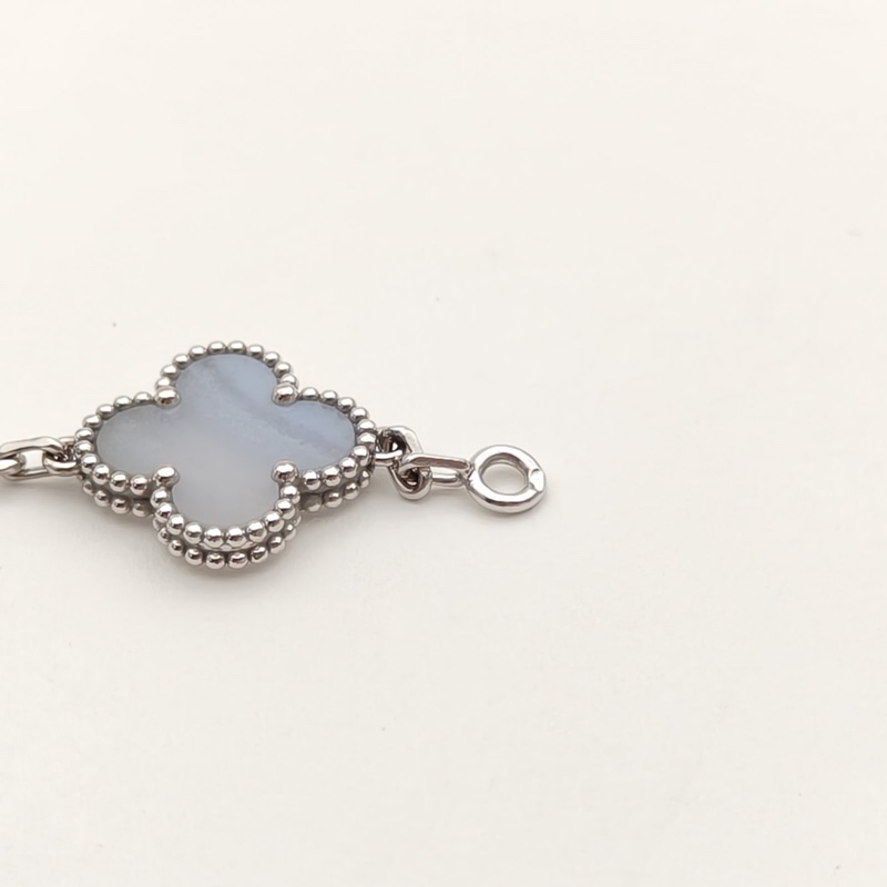 VAN CLEEF&ARPELS VintageAlhambra中號五花手鏈新扣18K白金/紫玉髓S-M碼-4