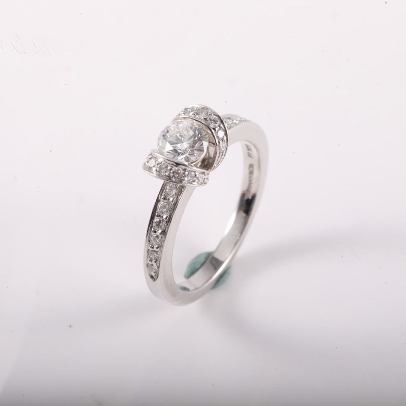 TIFFANY&CO 鑽石pt950Ribbon蝴蝶結鑽戒0.46ct 50-1