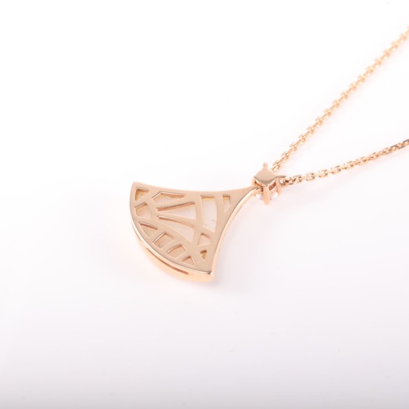 BVLGARI DIVASDREAM單鑽小扇子項鏈大號18K玫瑰金/鑽石/白貝母-2