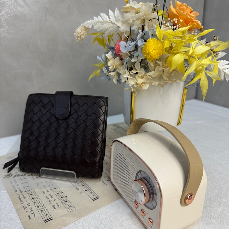 【赫蒂國際精品】Bottega Veneta Intrecciato 編織黑色羊皮錢包👛vintage 中古 二手-2