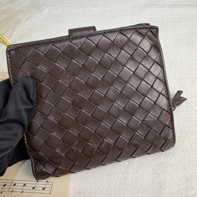 【赫蒂國際精品】Bottega Veneta Intrecciato 編織黑色羊皮錢包👛vintage 中古 二手-4
