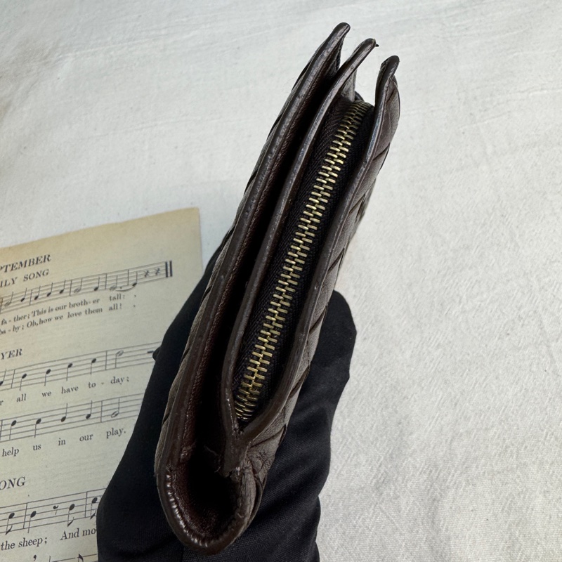 【赫蒂國際精品】Bottega Veneta Intrecciato 編織黑色羊皮錢包👛vintage 中古 二手-7