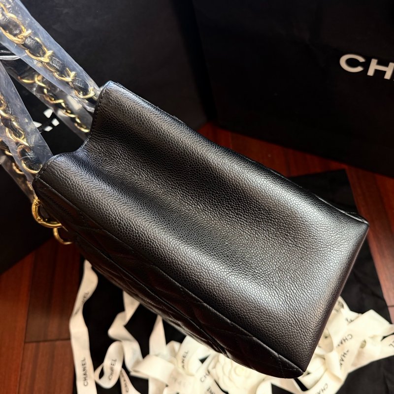 閒置新 香奈兒/Chanel GST 黑金荔枝紋鏈條包-2
