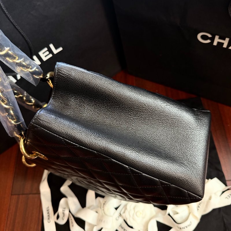 閒置新 香奈兒/Chanel GST 黑金荔枝紋鏈條包-3