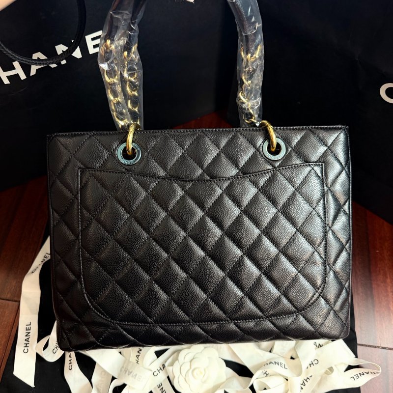 閒置新 香奈兒/Chanel GST 黑金荔枝紋鏈條包-6