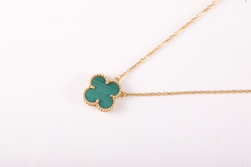VAN CLEEF&ARPELS VintageAlhambra中號單花項鏈新扣18K黃金/孔雀石-2