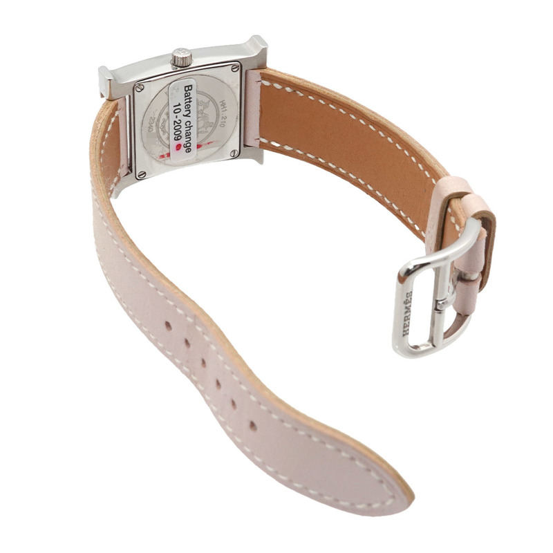 愛馬仕 H-Watch HH1 210 女士腕錶 12P 鑲鑽 白色錶殼 石英錶 H-4