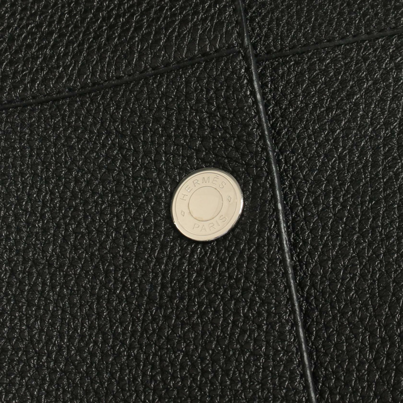 愛馬仕 (HERMES) Serie Button Long Gilet Vest 4E1207D2 Dearskin Black #36 Used Women-6