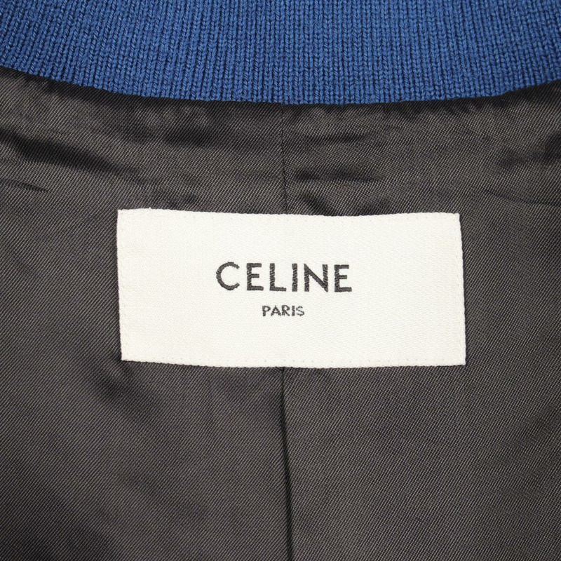 CELINE 經典泰迪熊夾克 2V56D896C 羊毛皮革 藍色 紅色 米色 二手 男士 #50-2