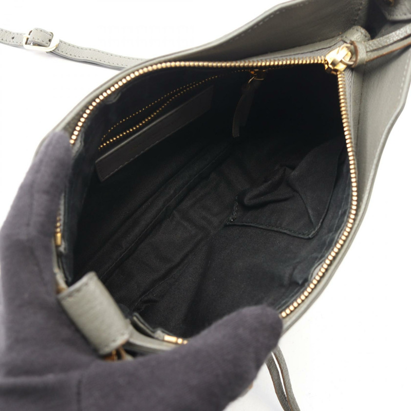 BALENCIAGA 金屬邊飾肩挎包,灰色皮革,二手女款-2