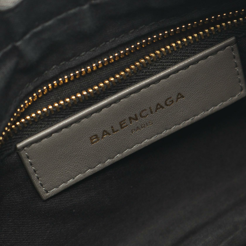 BALENCIAGA 金屬邊飾肩挎包,灰色皮革,二手女款-3