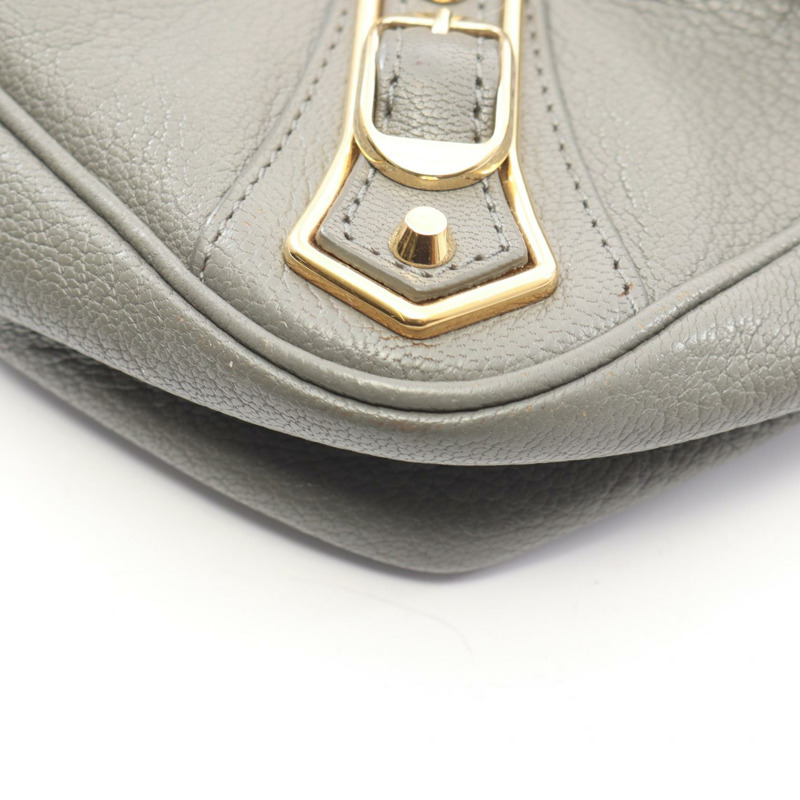 BALENCIAGA 金屬邊飾肩挎包,灰色皮革,二手女款-5