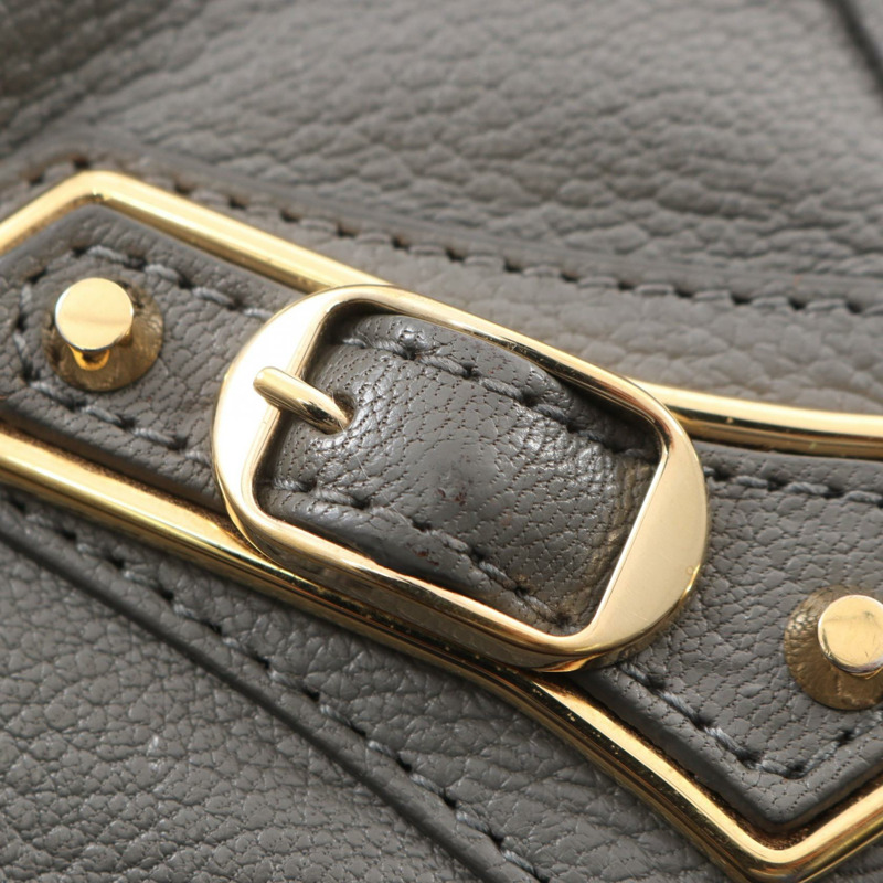 BALENCIAGA 金屬邊飾肩挎包,灰色皮革,二手女款-9