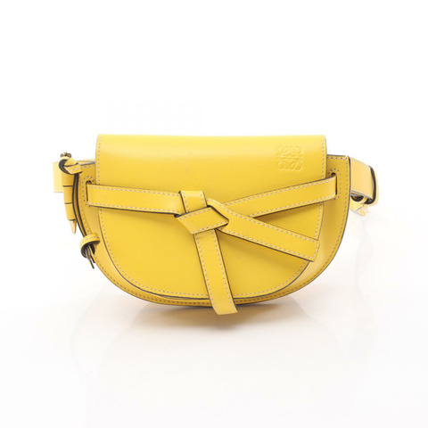 LOEWE 雙門迷你腰臀包，黃色真皮，二手女款