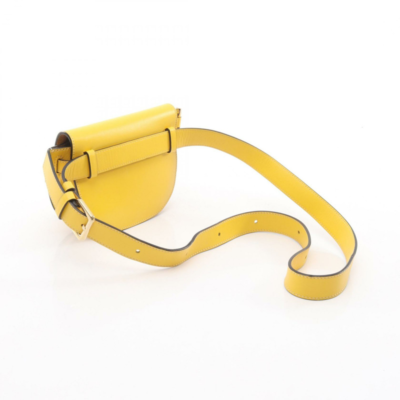 LOEWE 雙門迷你腰臀包，黃色真皮，二手女款-1