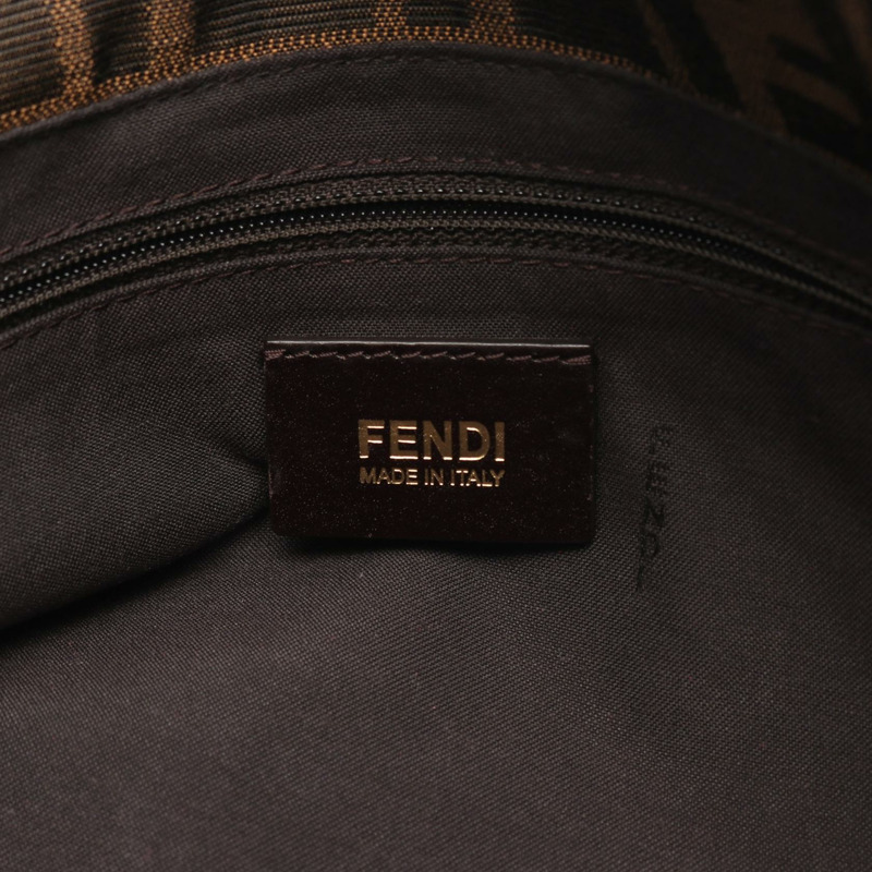 FENDI Mamma 水桶包 Zucca 肩背包 帆布皮革 棕色 粉紅色 二手 女士-3