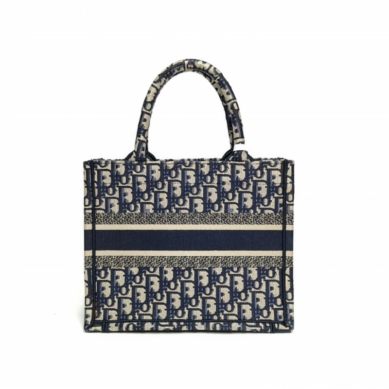DIOR BookTote小號藍色帆布印花字母刺繡肩背包-2