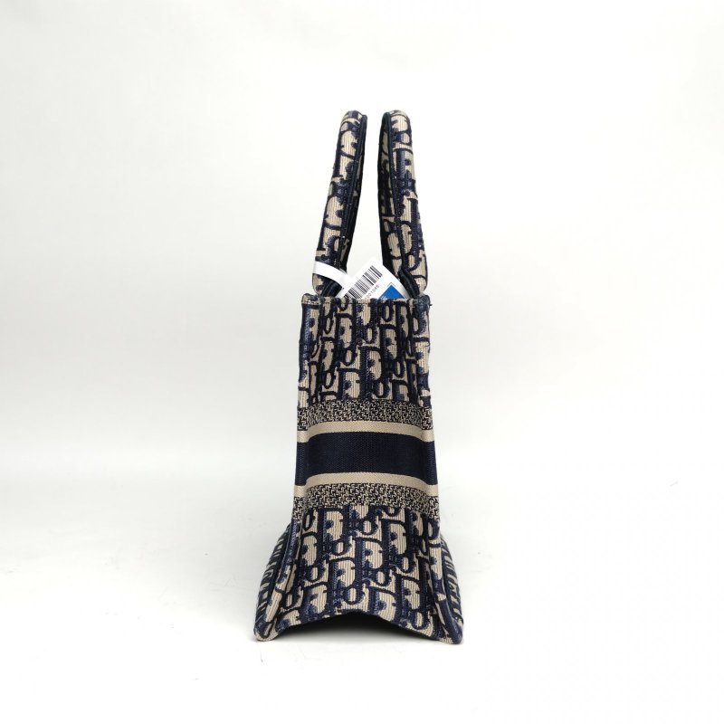 DIOR BookTote小號藍色帆布印花字母刺繡肩背包-3