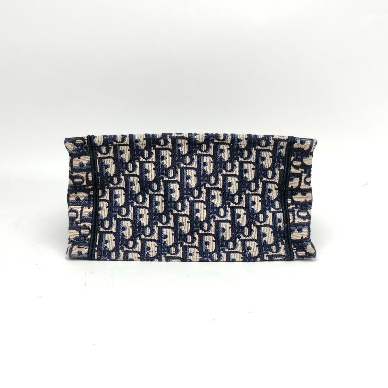 DIOR BookTote小號藍色帆布印花字母刺繡肩背包-4