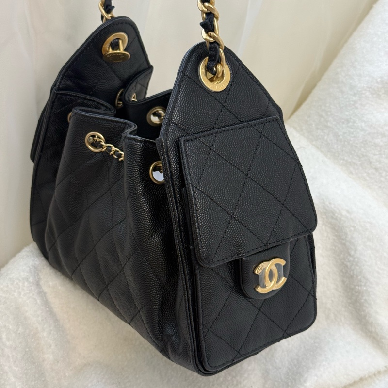 全新CHANEL 25 mini Hobo 黑金 ✨最新晶片款-2