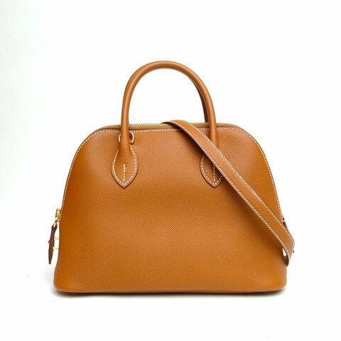 HERMES Bolide保齡球包25金棕色Epsom皮W刻金扣肩背包