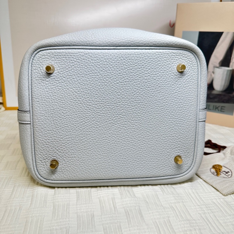 99新 愛馬仕 Hermes 金扣 22尺寸 菜籃子冰川藍 U刻-2