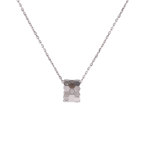 CHAUMET 18K白金BeeMyLove愛·巢蜂巢鑲鑽項鏈小號