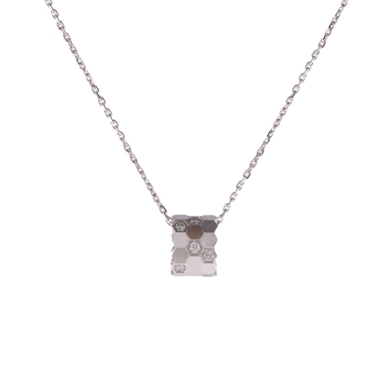 CHAUMET 18K白金BeeMyLove愛·巢蜂巢鑲鑽項鏈小號-0