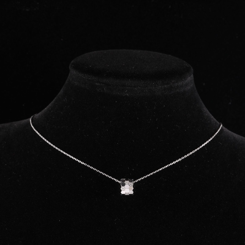 CHAUMET 18K白金BeeMyLove愛·巢蜂巢鑲鑽項鏈小號-1