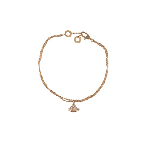 BVLGARI DIVASDREAM滿鑽小扇子手鏈18K黃金/鑽石M-L碼