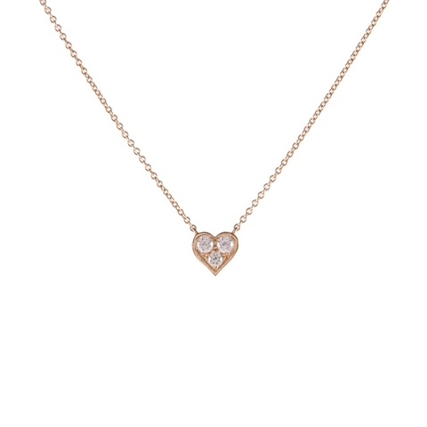 TIFFANY&CO 18K玫瑰金鑽石Tiffanyclassic系列心形鑲鑽三顆鑽項鏈