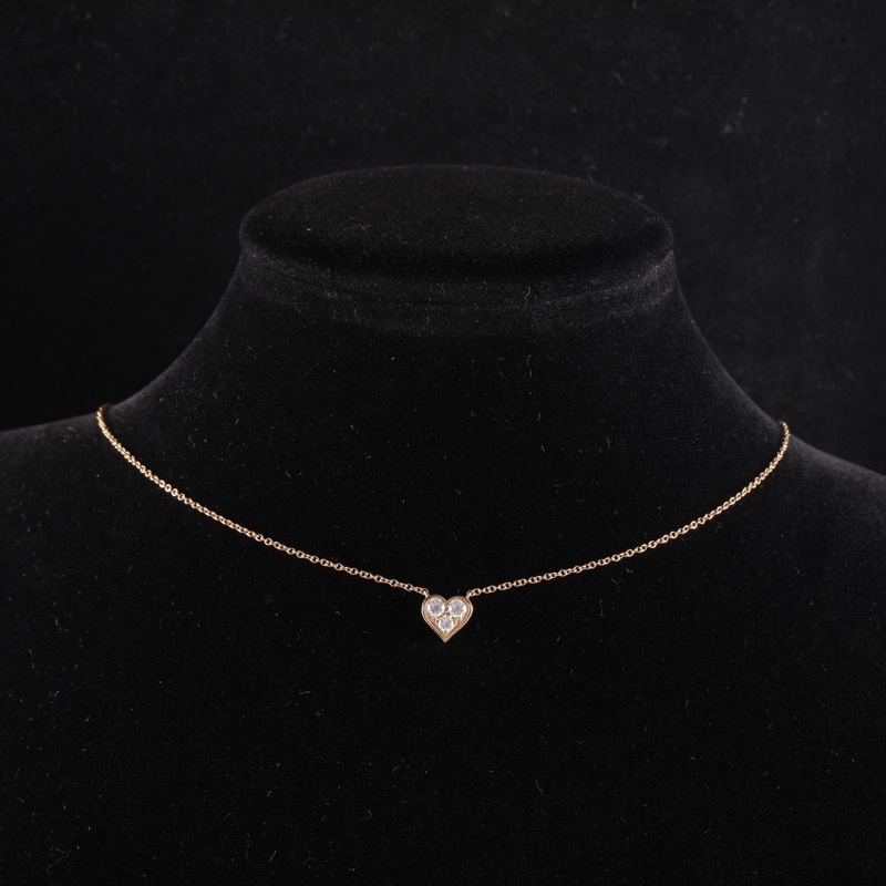 TIFFANY&CO 18K玫瑰金鑽石Tiffanyclassic系列心形鑲鑽三顆鑽項鏈-1