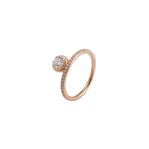 HERMES 18K玫瑰金鑽石Petitjete0.53ct鑽戒/52