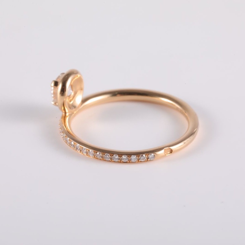 HERMES 18K玫瑰金鑽石Petitjete0.53ct鑽戒/52-3