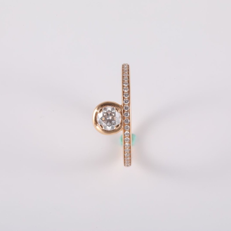 HERMES 18K玫瑰金鑽石Petitjete0.53ct鑽戒/52-4