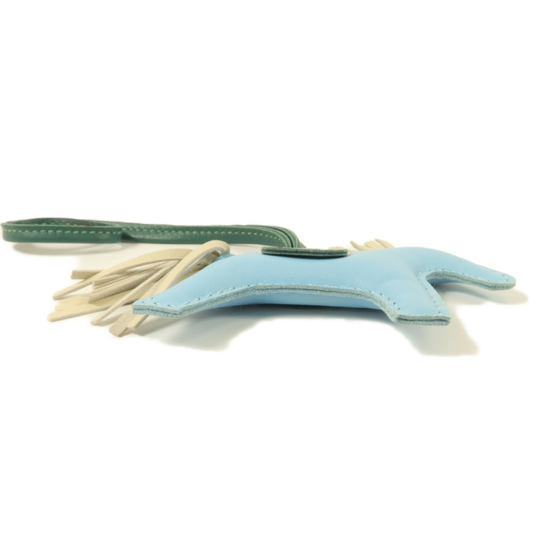 HERMES Milo皮革Rodeo PM掛飾Celeste/Malachite/Craie-2