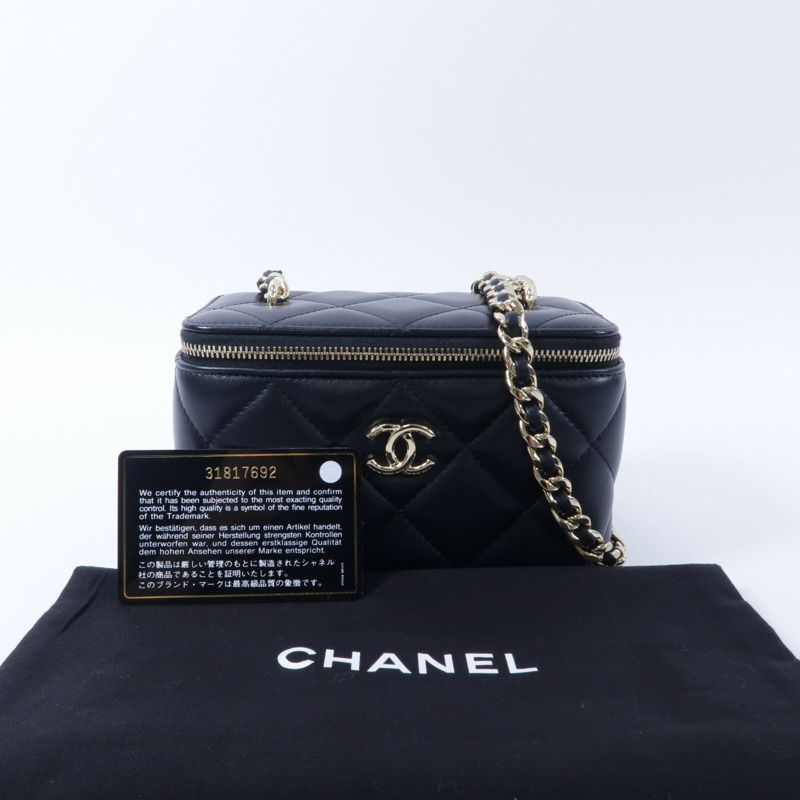 CHANEL 羊皮皮革Vanity Case鏈帶肩背袋-10