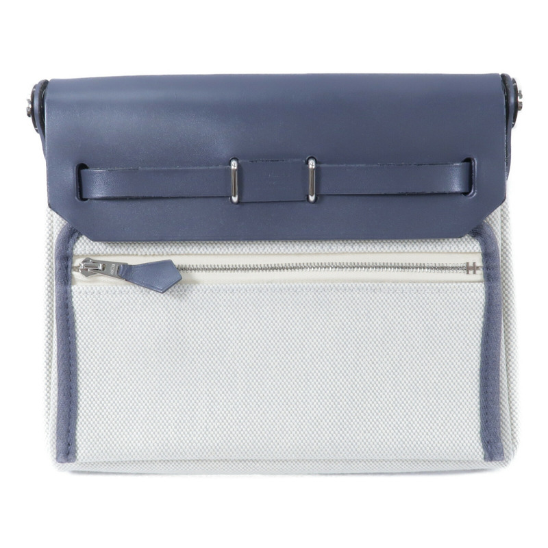 HERMES 帆布Mini Herbag肩背袋Ardoise/Beige-1