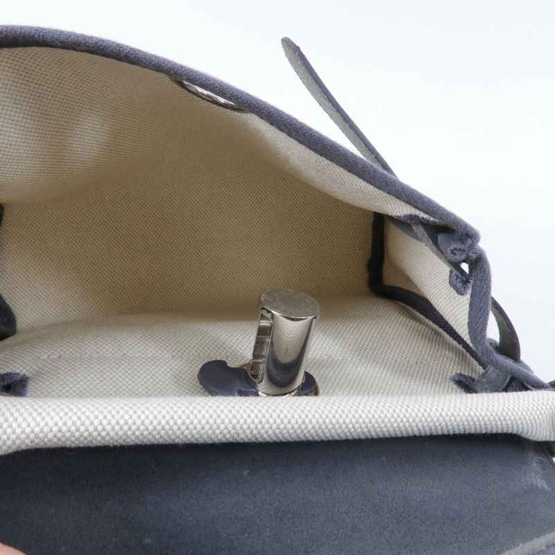 HERMES 帆布Mini Herbag肩背袋Ardoise/Beige-4
