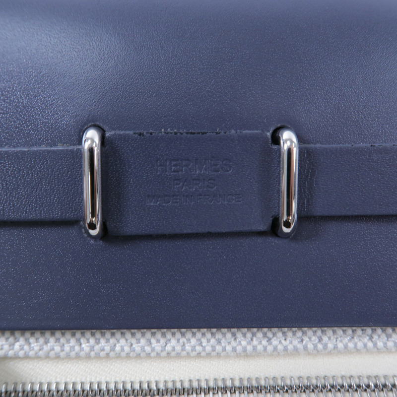 HERMES 帆布Mini Herbag肩背袋Ardoise/Beige-5