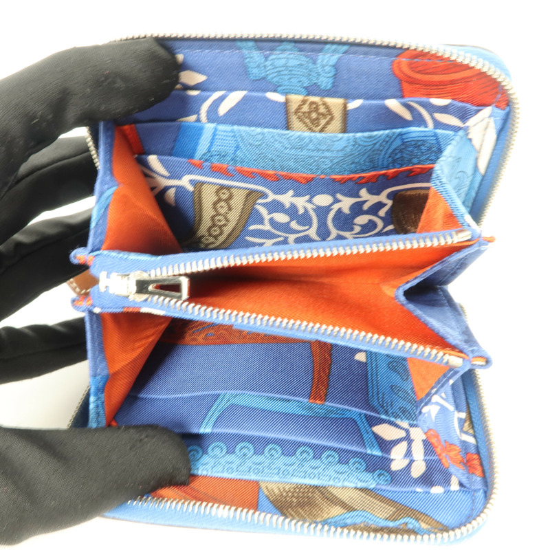 HERMES Epsom皮革Silk in Compact錢包Cobalt-4