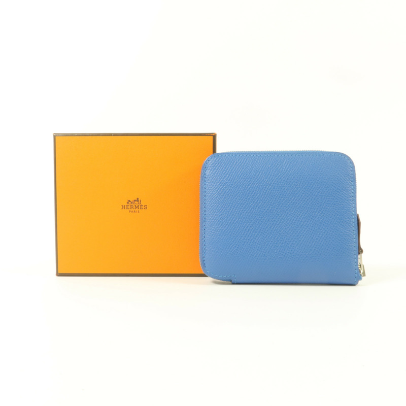 HERMES Epsom皮革Silk in Compact錢包Cobalt-8
