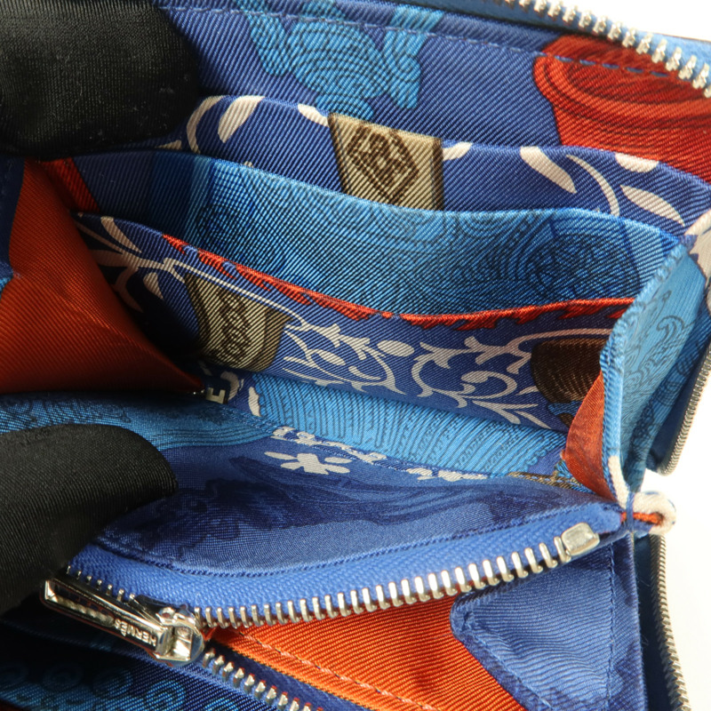 HERMES Epsom皮革Silk in Compact錢包Cobalt-9