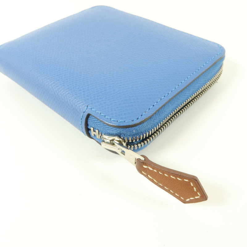 HERMES Epsom皮革Silk in Compact錢包Cobalt-13