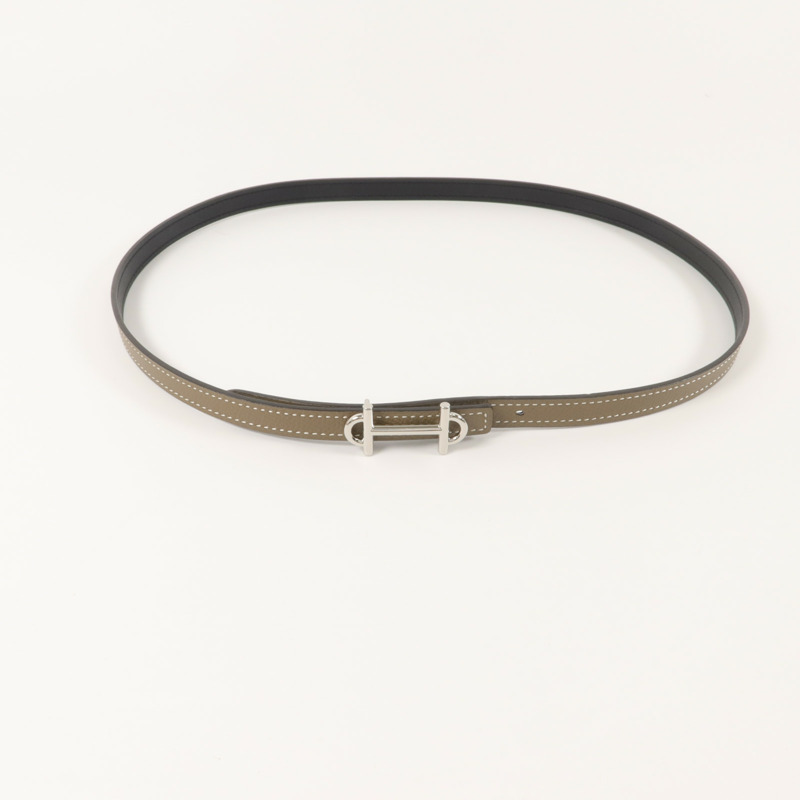 HERMES Epsom皮革/Swift皮革Belt皮帶Etoupe/Noir-5